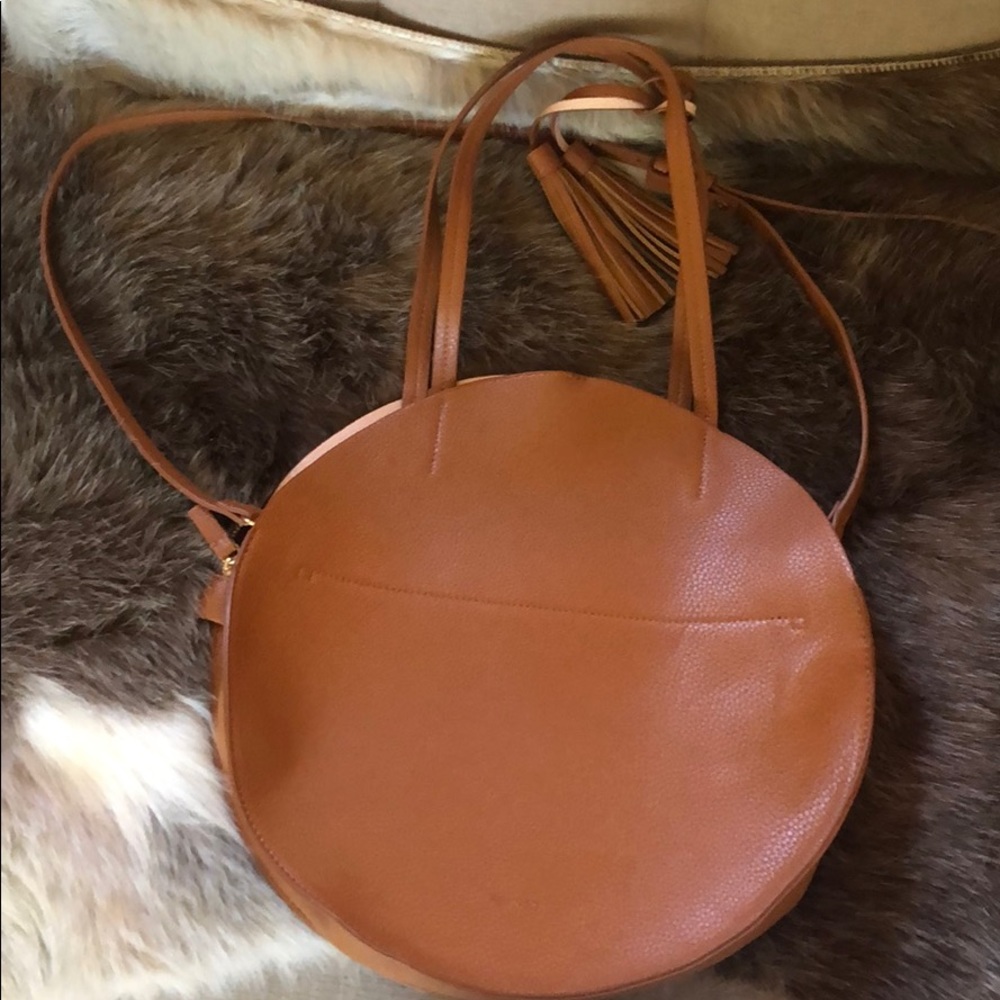 Anthropologie circle handbag faux leather